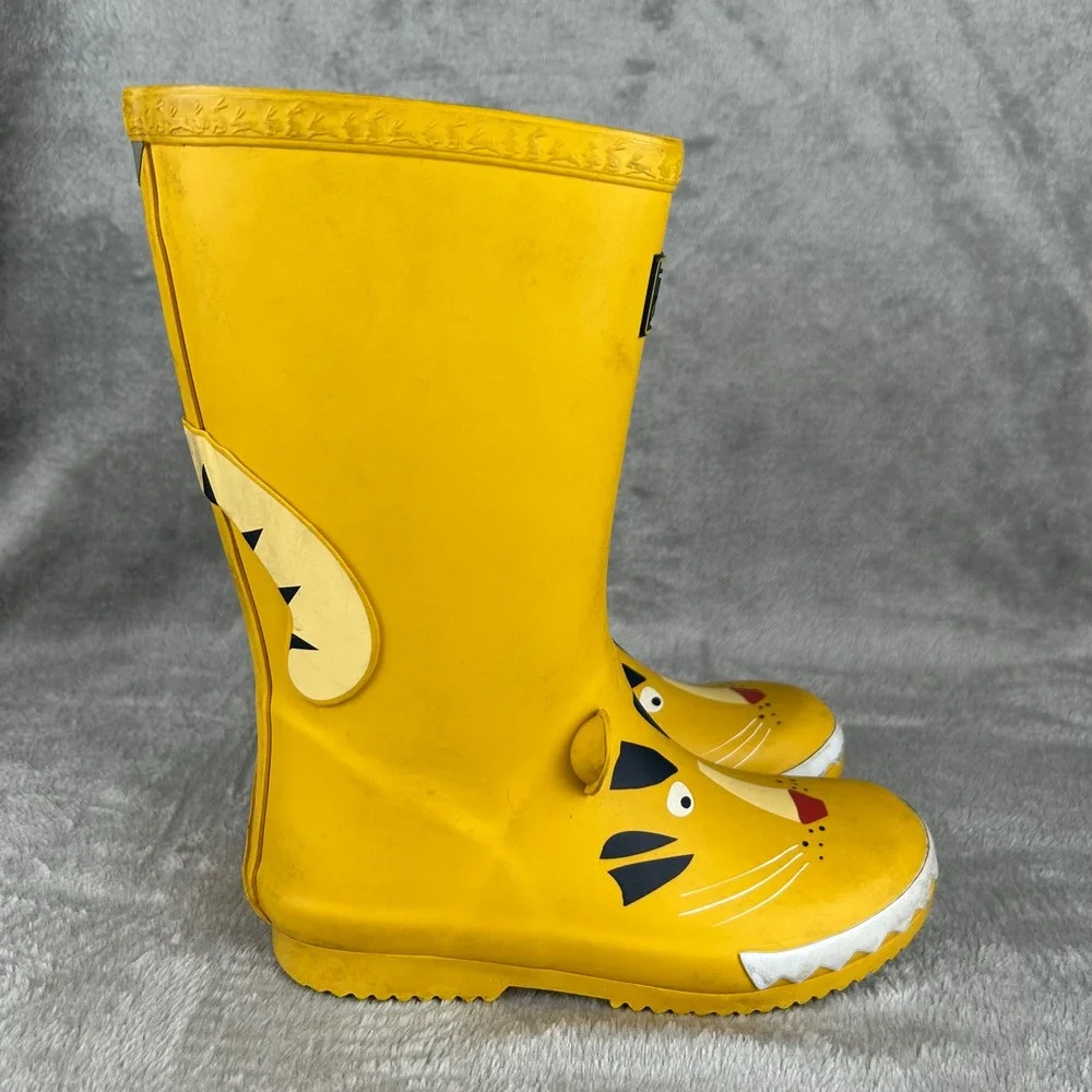 Joules Kids Yellow Tiger Rain Boots Waterproof Wellies Size US 2 EU 33